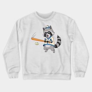 Cartoon raccoon playing baseball Crewneck Sweatshirt